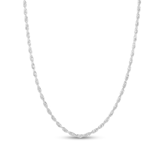 Diamond-Cut 2.4mm Rope Chain Necklace in Solid 14K White Gold - 16"