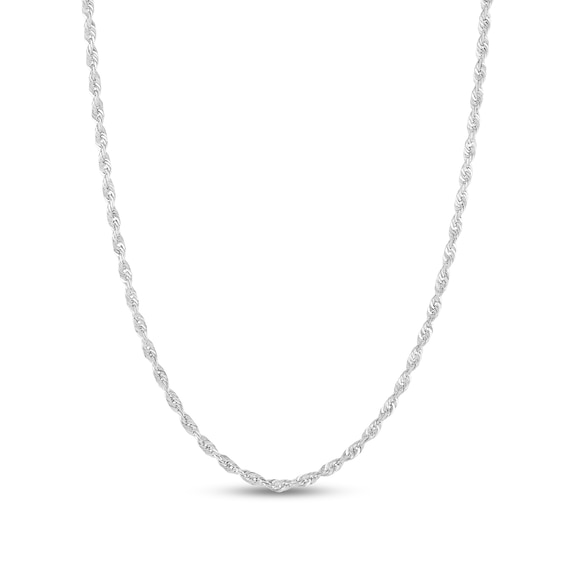 Diamond-Cut 2.4mm Rope Chain Necklace in Solid 14K White Gold