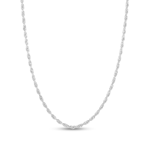 Diamond-Cut 2.4mm Rope Chain Necklace in Solid 14K White Gold - 20"