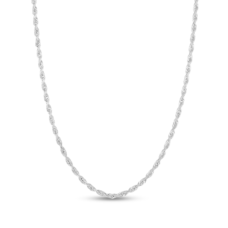 Main Image 1 of Diamond-Cut 2.4mm Rope Chain Necklace in Solid 14K White Gold - 20&quot;