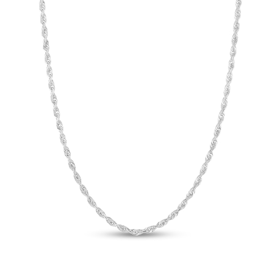 Diamond-Cut 2.4mm Rope Chain Necklace in Solid 14K White Gold - 22"