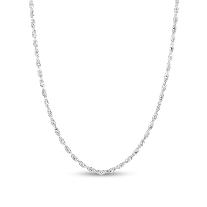Main Image 1 of Diamond-Cut 2.4mm Rope Chain Necklace in Solid 14K White Gold - 22"