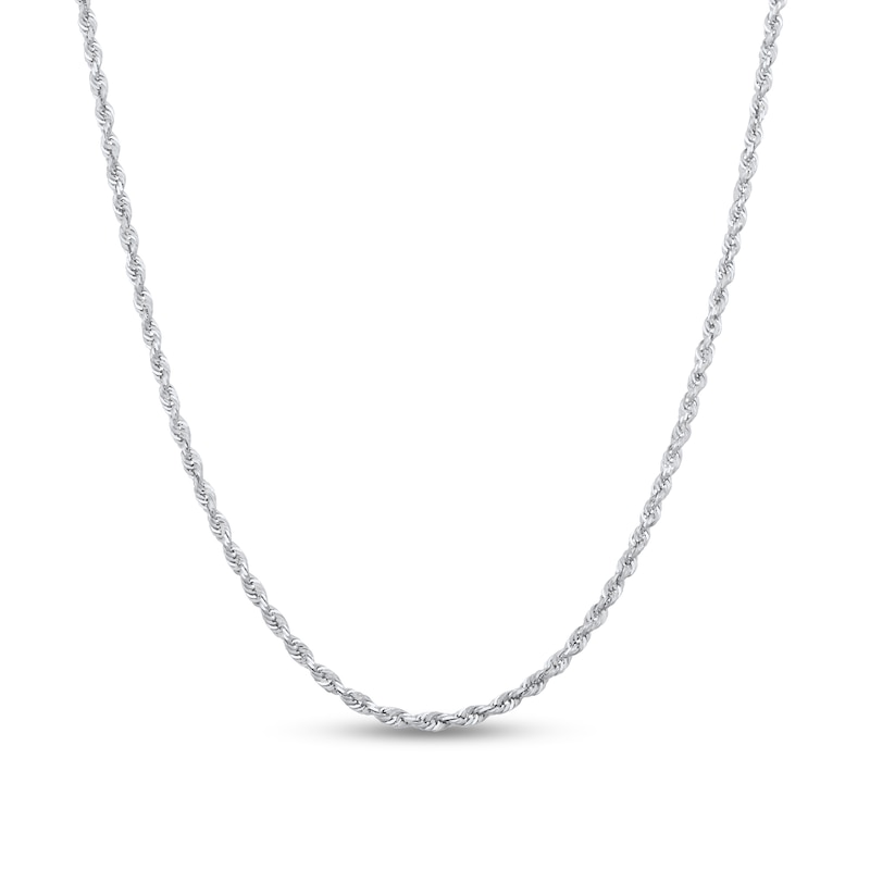 Main Image 1 of Diamond-Cut 3.0mm Rope Chain Necklace in Solid 14K White Gold - 18"