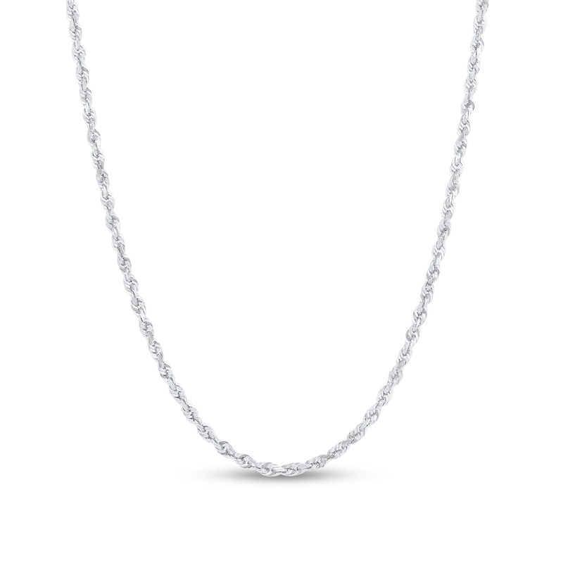 Main Image 1 of Diamond-Cut 3.8mm Rope Chain Necklace in Solid 14K White Gold - 26"
