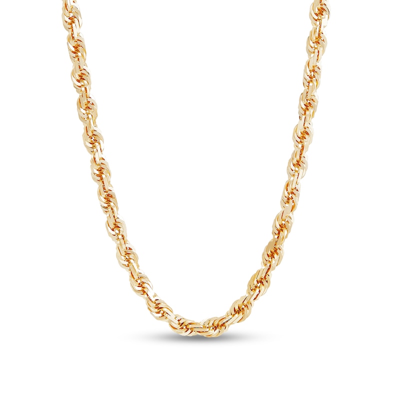 Main Image 1 of Diamond-Cut 6.5mm Rope Chain Necklace in Solid 14K Gold - 26"