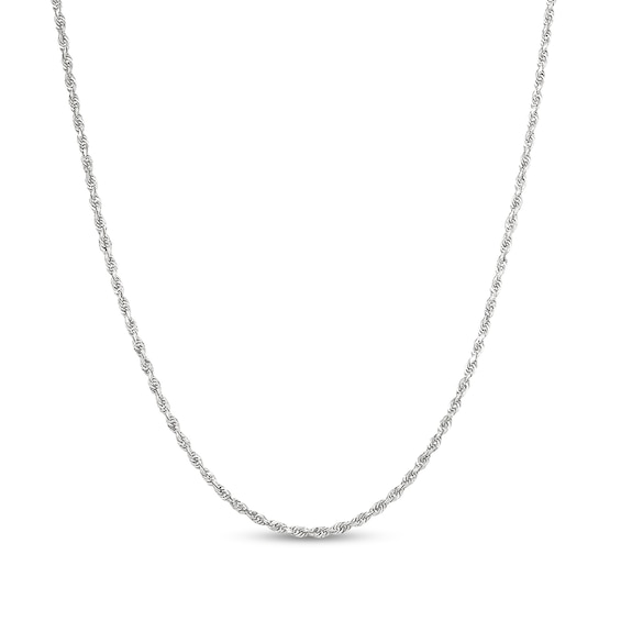 Diamond-Cut 1.6mm Rope Chain Necklace in Solid 14K White Gold - 16"
