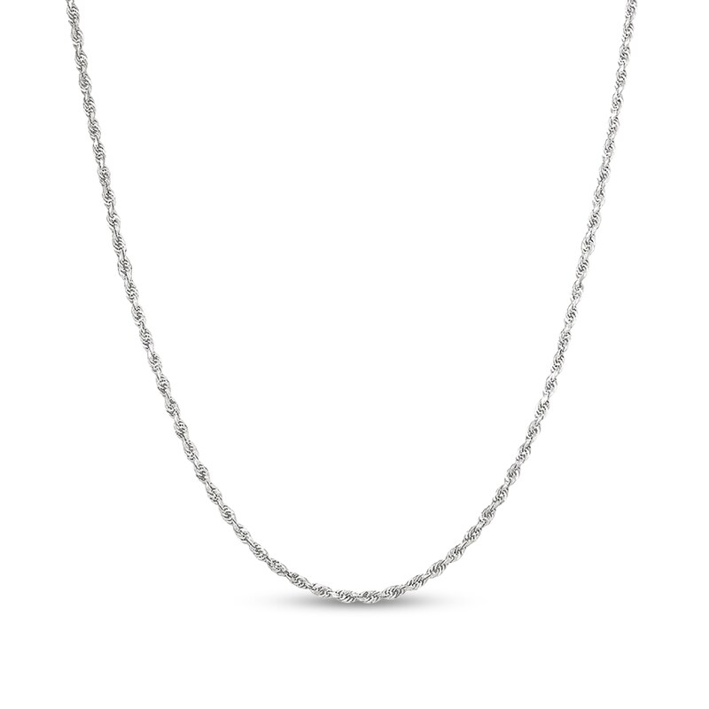 Main Image 1 of Diamond-Cut 1.6mm Rope Chain Necklace in Solid 14K White Gold - 22"