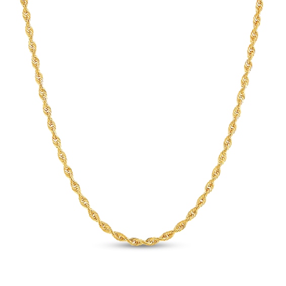 Diamond-Cut 2.4mm Rope Chain Necklace in Solid 14K Gold - 16"