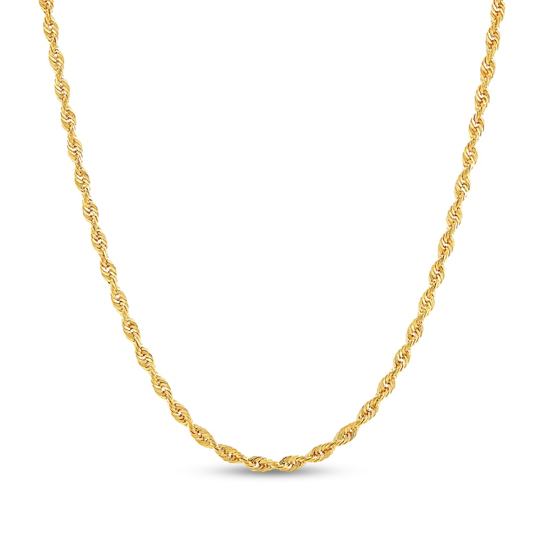 Main Image 1 of Diamond-Cut 2.4mm Rope Chain Necklace in Solid 14K Gold - 16"