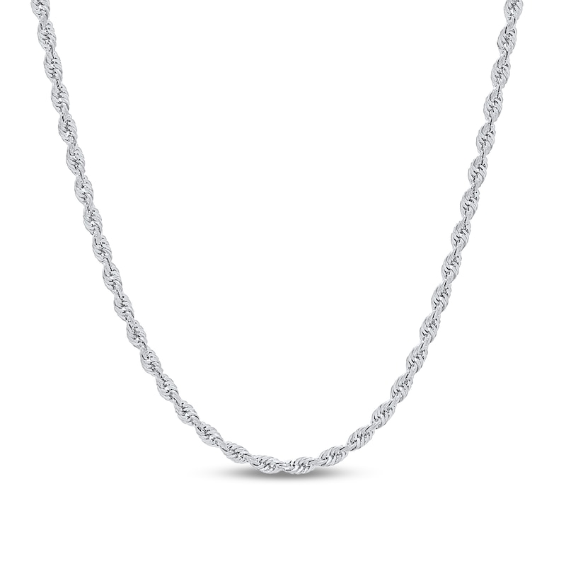 Main Image 1 of Diamond-Cut 3.0mm Rope Chain Necklace in Solid 14K White Gold - 22"