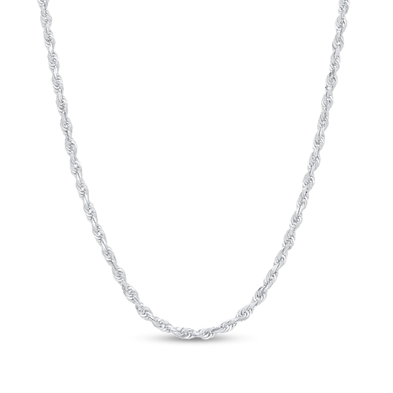 Diamond-Cut 3.0mm Rope Chain Necklace in Solid 14K White Gold - 24"