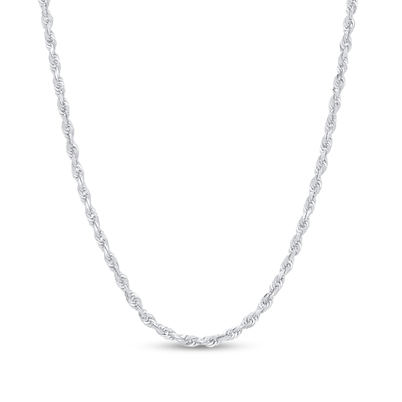 Main Image 1 of Diamond-Cut 3.0mm Rope Chain Necklace in Solid 14K White Gold - 24"