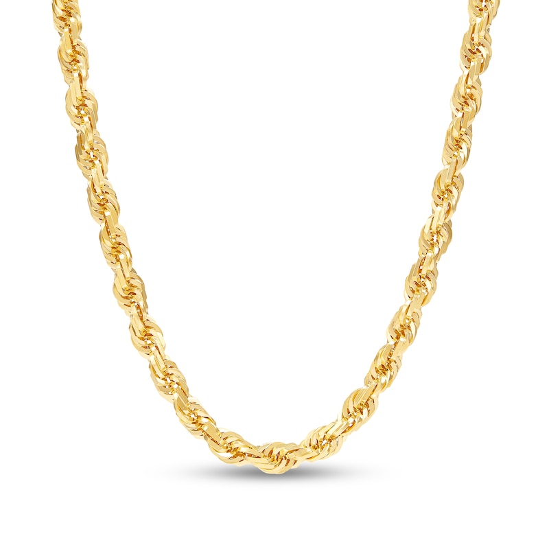 Main Image 1 of Diamond-Cut 6.5mm Rope Chain Necklace in Solid 14K Gold - 22"