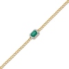 Thumbnail Image 1 of Sideways Emerald-Cut Emerald and 1/10 CT. T.W. Diamond Frame Curb Chain Bracelet in 10K Gold