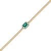 Thumbnail Image 0 of Sideways Emerald-Cut Emerald and 1/10 CT. T.W. Diamond Frame Curb Chain Bracelet in 10K Gold