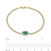 Thumbnail Image 4 of Sideways Emerald-Cut Emerald and 1/10 CT. T.W. Diamond Frame Curb Chain Bracelet in 10K Gold