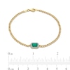 Thumbnail Image 3 of Sideways Emerald-Cut Emerald and 1/10 CT. T.W. Diamond Frame Curb Chain Bracelet in 10K Gold