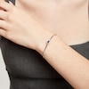 Thumbnail Image 2 of Sideways Oval Blue and White Lab-Created Sapphire Frame Flexible Bangle in Sterling Silver