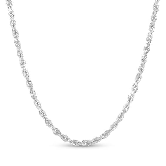 Diamond-Cut 3.8mm Rope Chain Necklace in Solid 14K White Gold - 24"