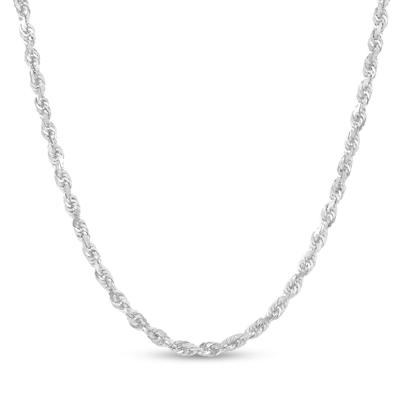 Main Image 1 of Diamond-Cut 3.8mm Rope Chain Necklace in Solid 14K White Gold - 24"