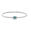 Thumbnail Image 0 of Sideways Emerald-Cut Lab-Created Emerald and White Lab-Created Sapphire Frame Flexible Bangle in Sterling Silver