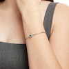 Thumbnail Image 2 of Sideways Emerald-Cut Lab-Created Emerald and White Lab-Created Sapphire Frame Flexible Bangle in Sterling Silver