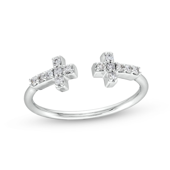 1/6 CT. T.w. Diamond Double Cross Ring in 10K White Gold