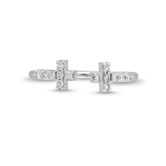 1/6 CT. T.w. Diamond Double Cross Ring in 10K White Gold