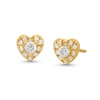 Thumbnail Image 0 of 1/4 CT. T.W. Diamond Heart Frame Stud Earrings in 10K Gold