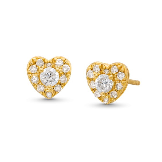 1/4 CT. T.w. Diamond Heart Frame Stud Earrings in 10K Gold