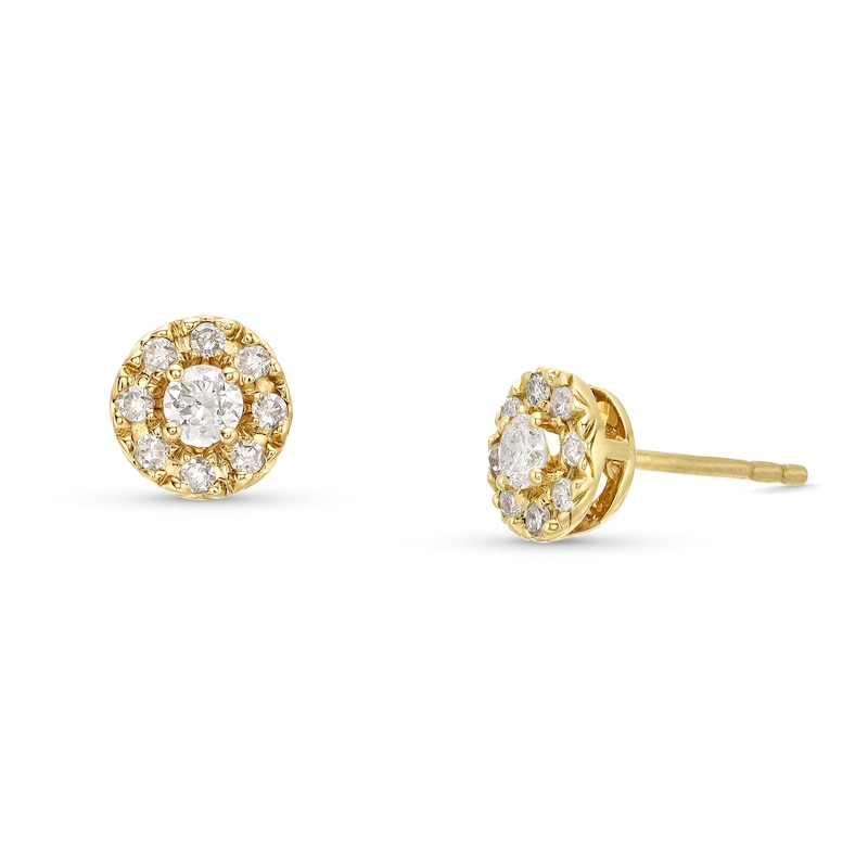 1/4 CT. T.W. Diamond Round Frame Stud Earrings in 10K Gold