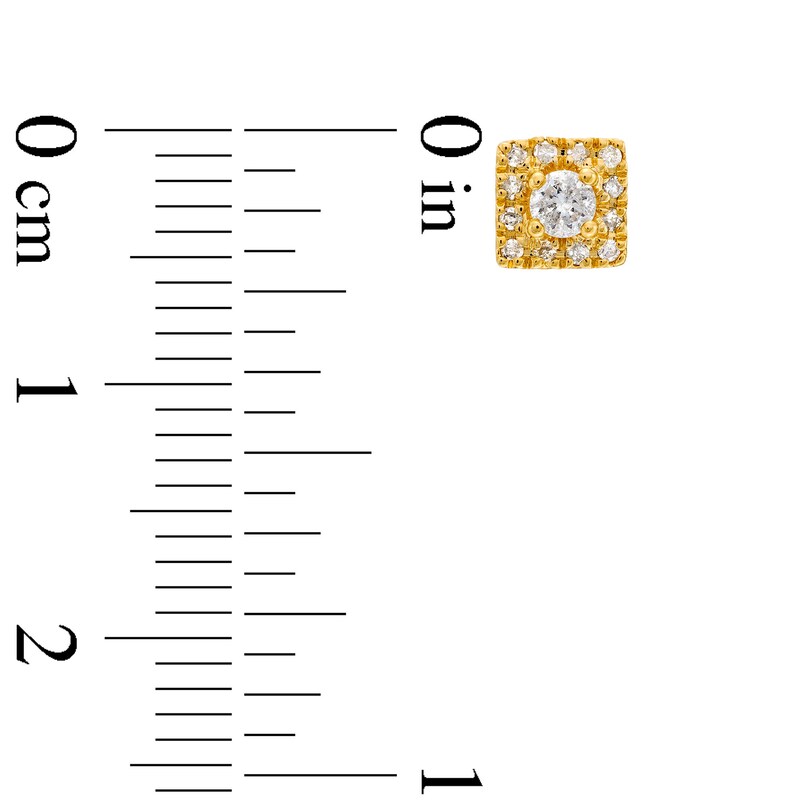 Main Image 3 of 1/4 CT. T.W. Diamond Square Frame Stud Earrings in 10K Gold
