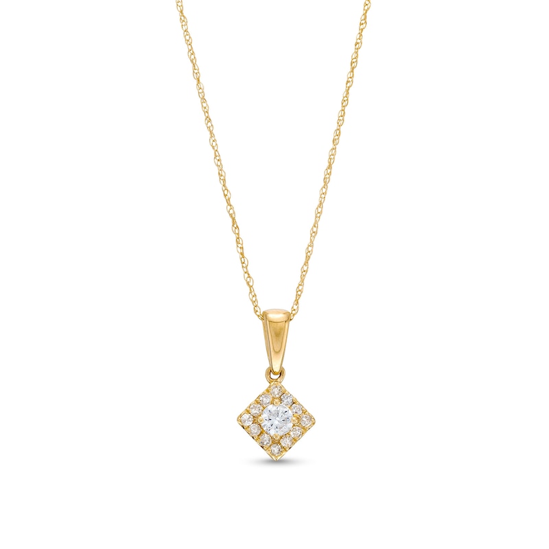 Main Image 1 of 1/4 CT. T.W. Diamond Square Frame Pendant in 10K Gold