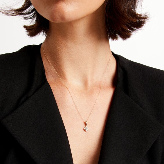 1/4 CT. T.w. Diamond Square Frame Pendant in 10K Gold