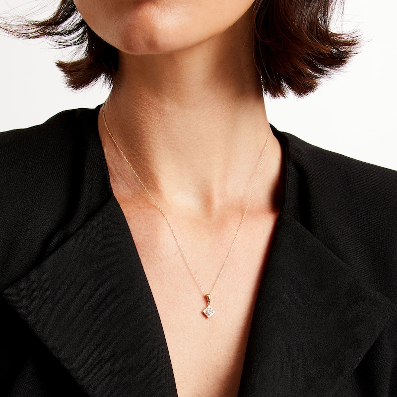 Main Image 2 of 1/4 CT. T.W. Diamond Square Frame Pendant in 10K Gold