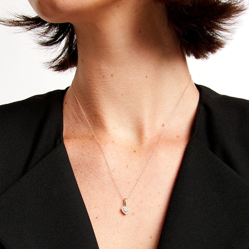 Main Image 2 of 1/4 CT. T.W. Diamond Heart Frame Pendant in 10K Gold
