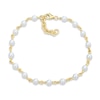 Thumbnail Image 0 of 3.5-4.0mm Freshwater Cultured Pearl Station Bracelet in 10K Gold-7.25"