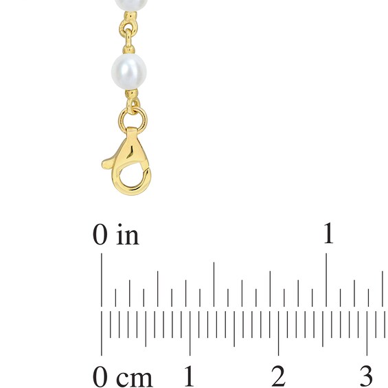 3.5-4.0mm Freshwater Cultured Pearl Station Bracelet in 10K Gold-7.25"