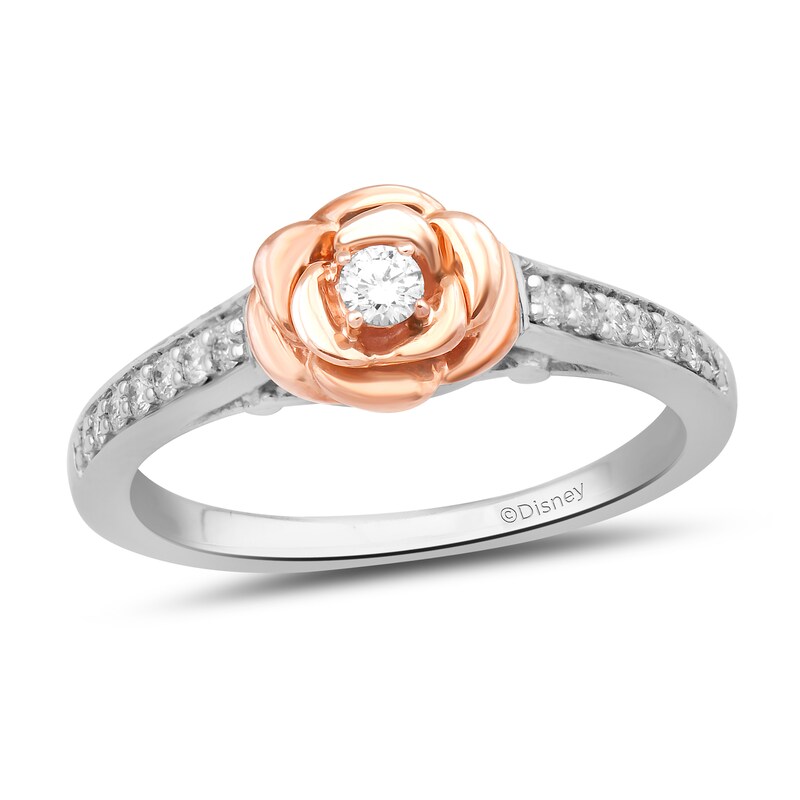 Main Image 1 of Enchanted Disney Belle 1/5 CT. T.W. Diamond Rose Ring in Sterling Silver and 10K Rose Gold