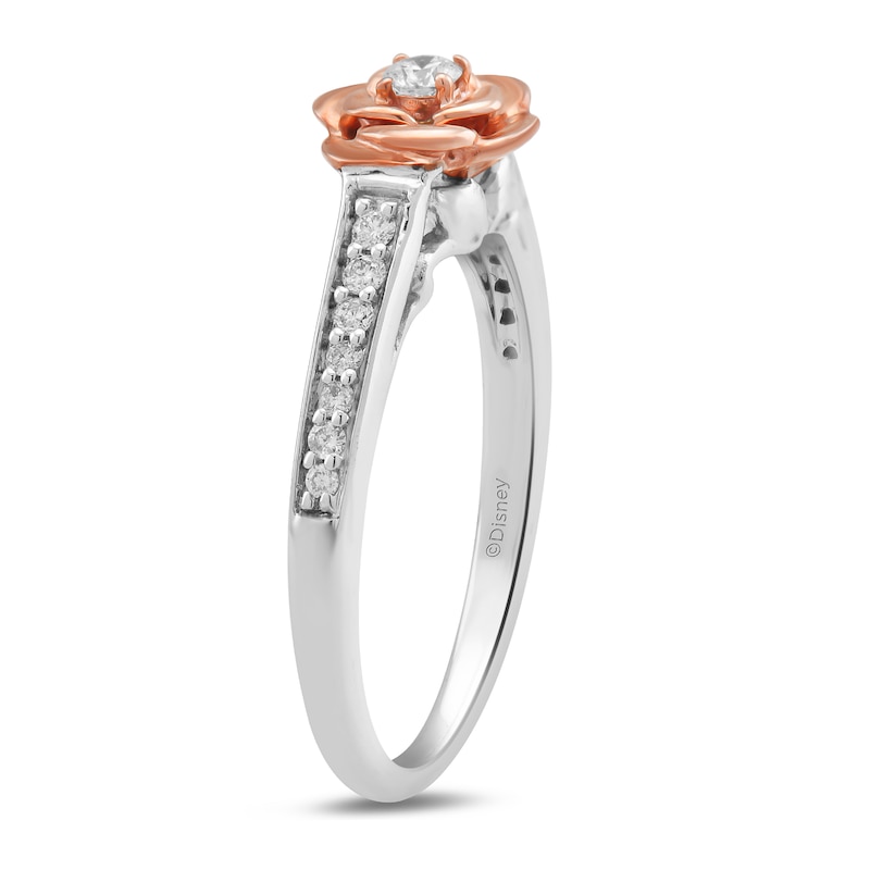 Main Image 2 of Enchanted Disney Belle 1/5 CT. T.W. Diamond Rose Ring in Sterling Silver and 10K Rose Gold