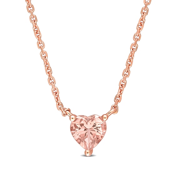 5.0mm Heart-Shaped Morganite Necklace in 14K Rose Gold - 16"