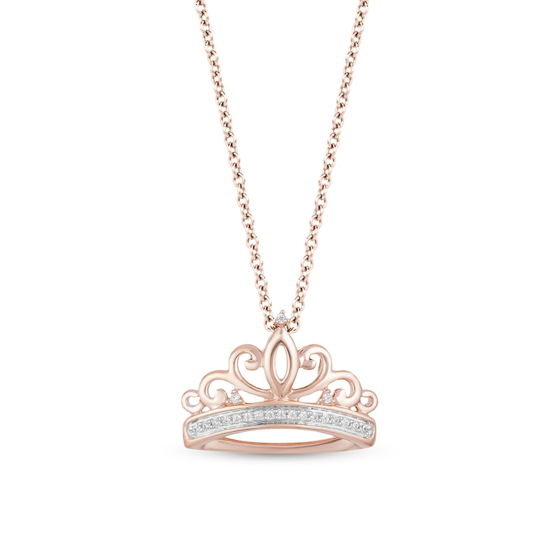 Main Image 1 of Enchanted Disney Majestic Princess 1/20 CT. T.W. Diamond Tiara Pendant in 10K Rose Gold