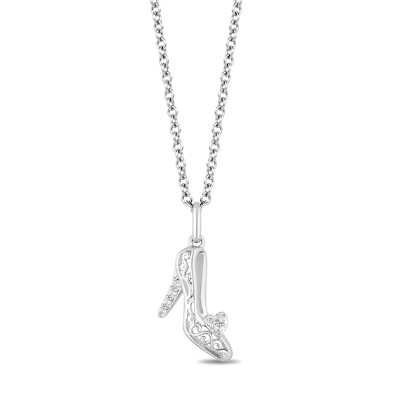 Enchanted Disney Cinderella 1/10 CT. T.w. Diamond Cinderella Shoe Pendant in Sterling Silver