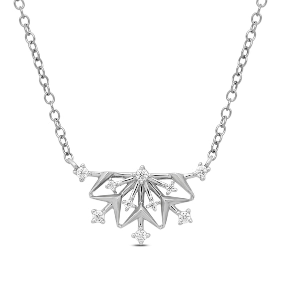 Enchanted Disney Elsa 1/10 CT. T.w. Diamond Snowflake Necklace in Sterling Silver