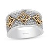 Thumbnail Image 1 of Enchanted Disney Jasmine 1/5 CT. T.W. Diamond and Swiss Blue Topaz Ring in Sterling Silver and 10K Gold