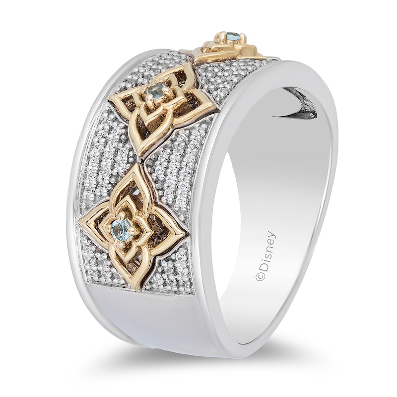 Main Image 2 of Enchanted Disney Jasmine 1/5 CT. T.W. Diamond and Swiss Blue Topaz Ring in Sterling Silver and 10K Gold