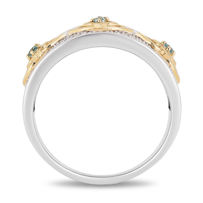 Main Image 3 of Enchanted Disney Jasmine 1/5 CT. T.W. Diamond and Swiss Blue Topaz Ring in Sterling Silver and 10K Gold