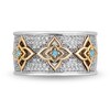 Thumbnail Image 4 of Enchanted Disney Jasmine 1/5 CT. T.W. Diamond and Swiss Blue Topaz Ring in Sterling Silver and 10K Gold