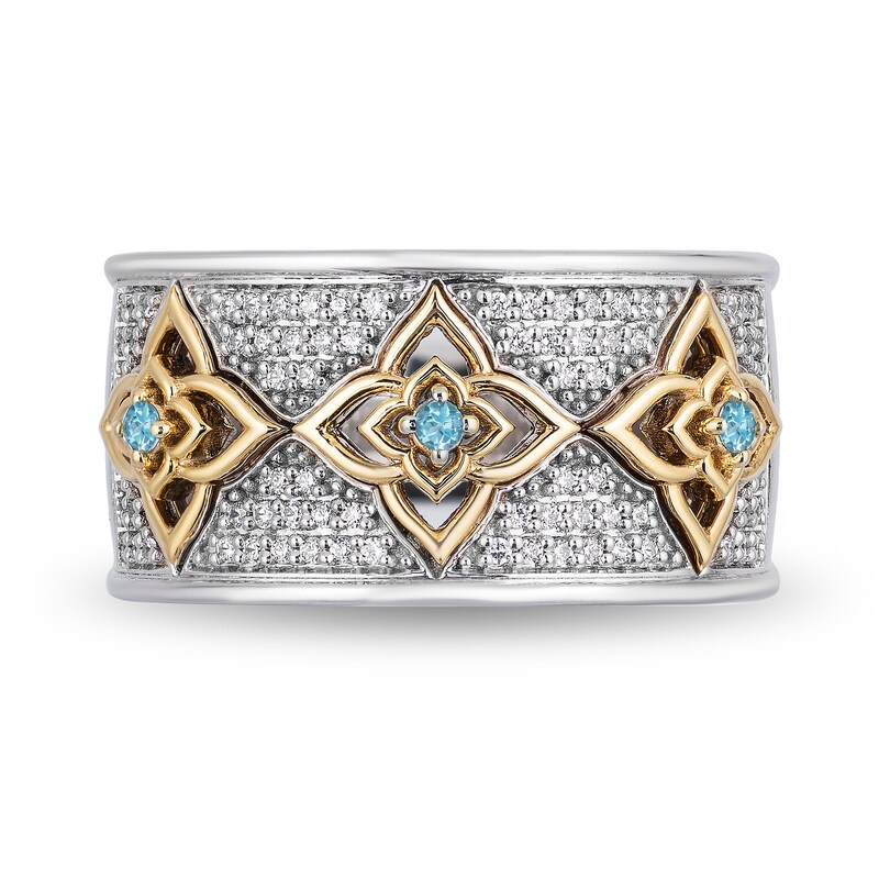 Main Image 4 of Enchanted Disney Jasmine 1/5 CT. T.W. Diamond and Swiss Blue Topaz Ring in Sterling Silver and 10K Gold