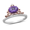 Thumbnail Image 1 of Enchanted Disney Cinderella Oval Amethyst and 1/10 CT. T.W. Diamond Ring in Sterling Silver and 10K Gold